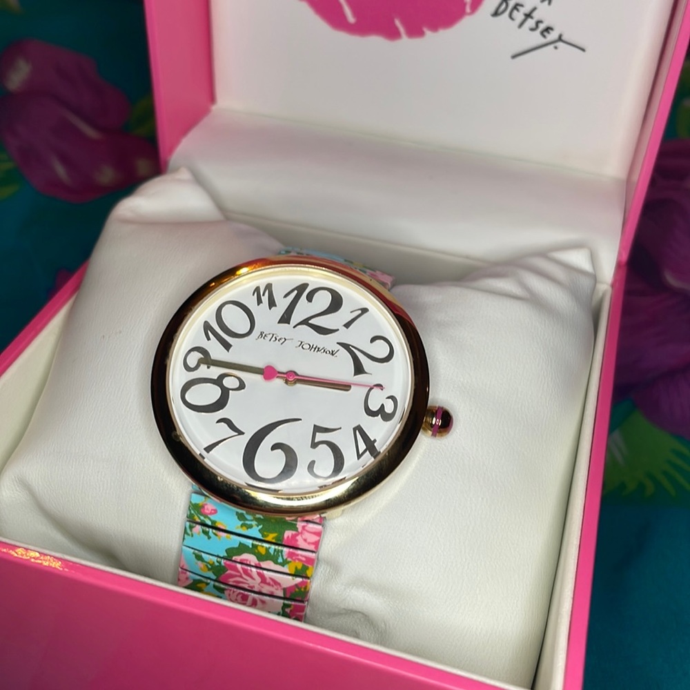 Betsey Johnson Signature floral watch with box